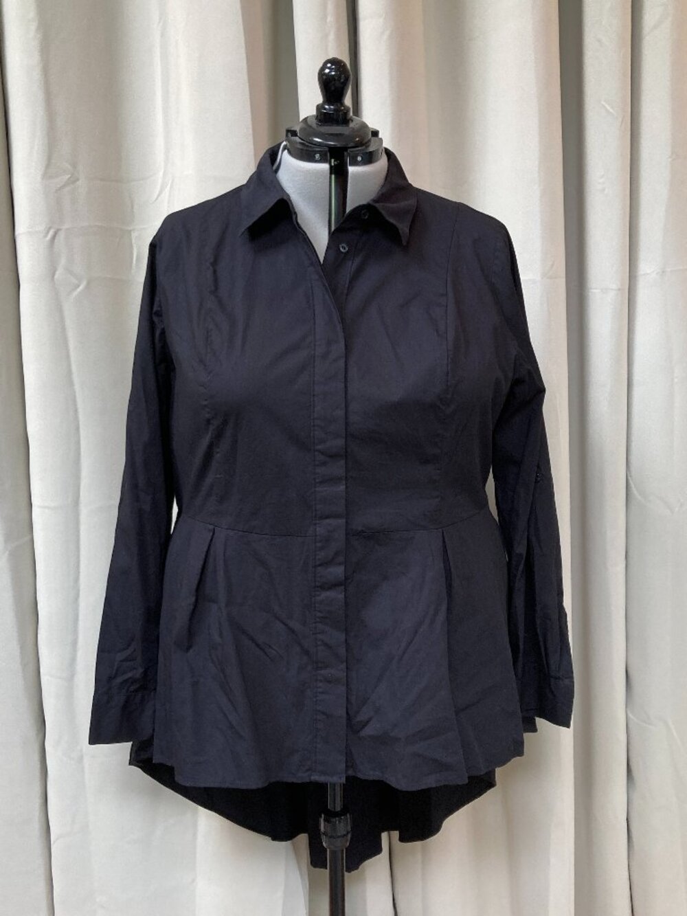 Lane Bryant 24W Black Extreme Peplum Button Down Shirt